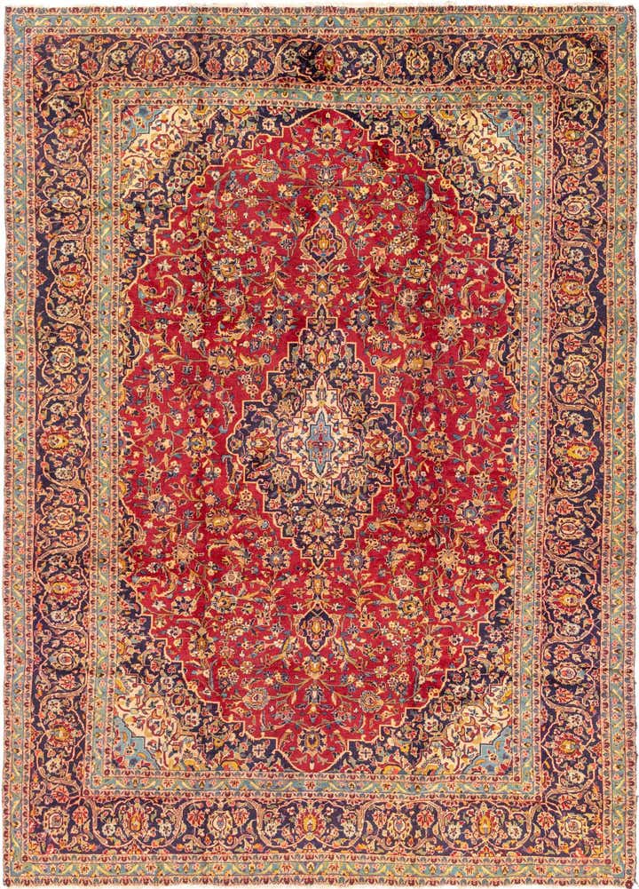9' 7 x 13' 2 Hand Knotted Kashan Persian Wool Rug