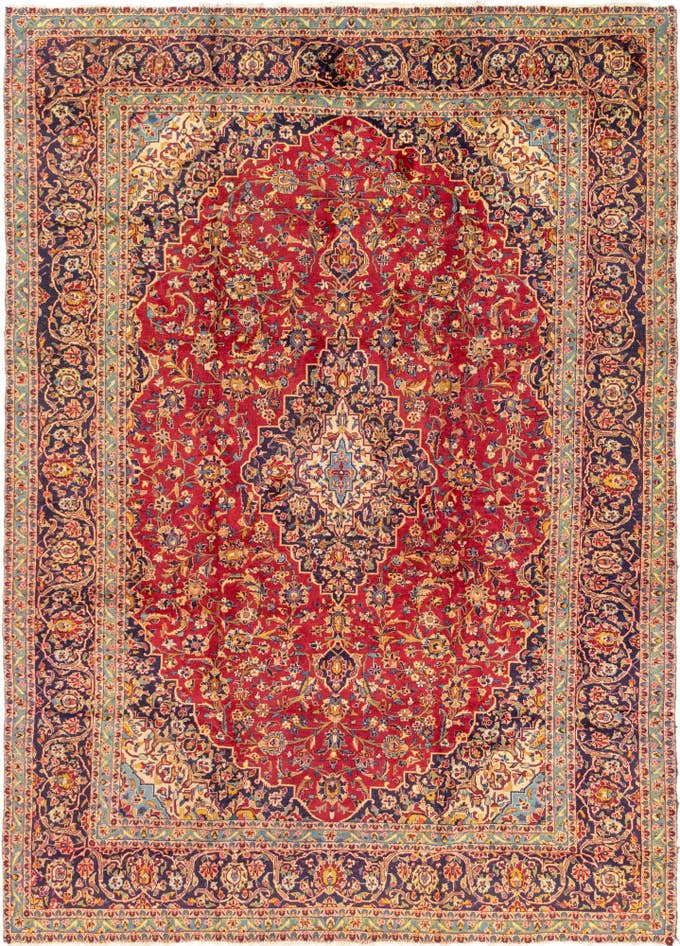 Detail image of 9' 7 x 13' 2 Hand Knotted Kashan Persian Wool Rug