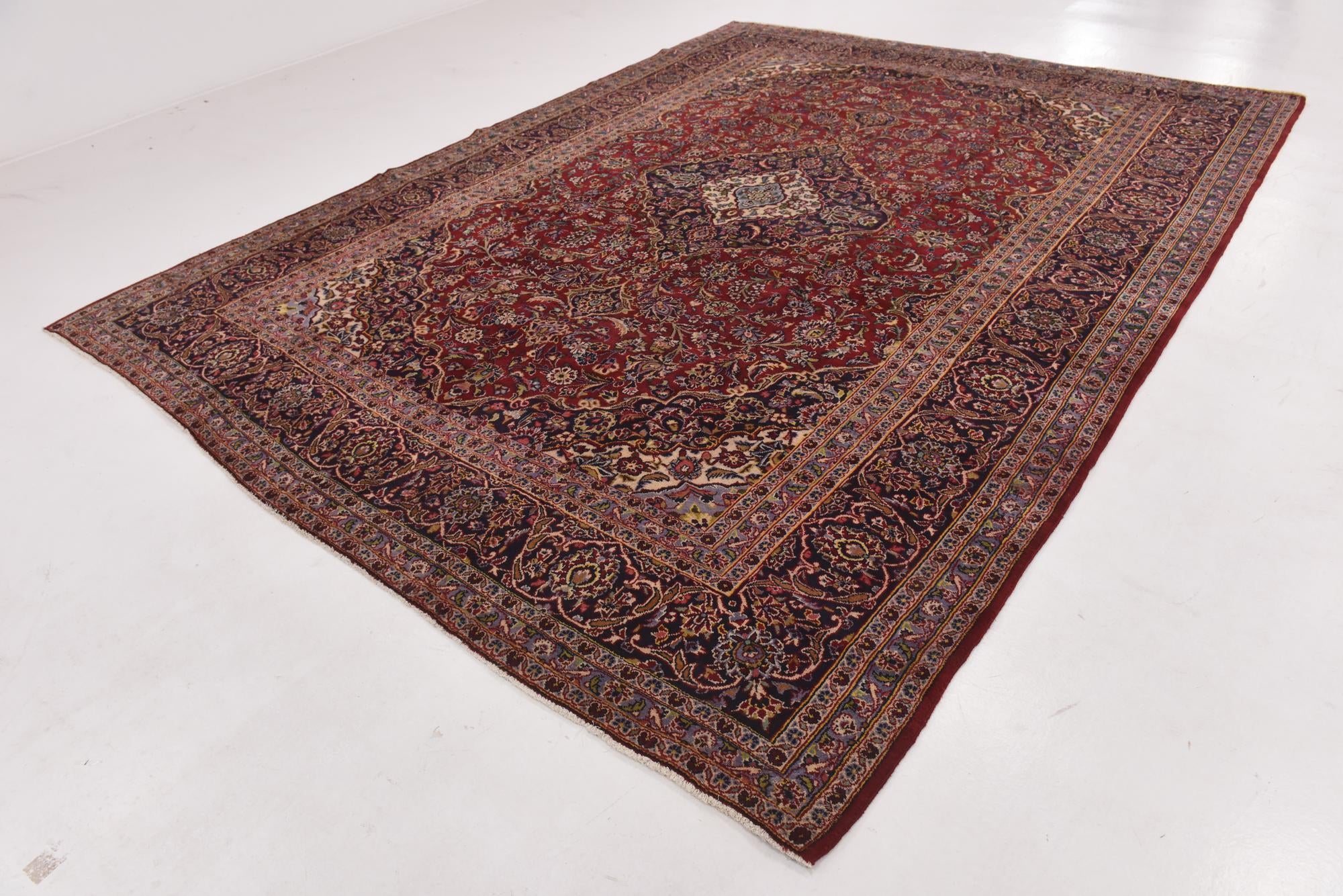 9' 9 x 13' 5 Hand Knotted Kashan Persian Wool Rug