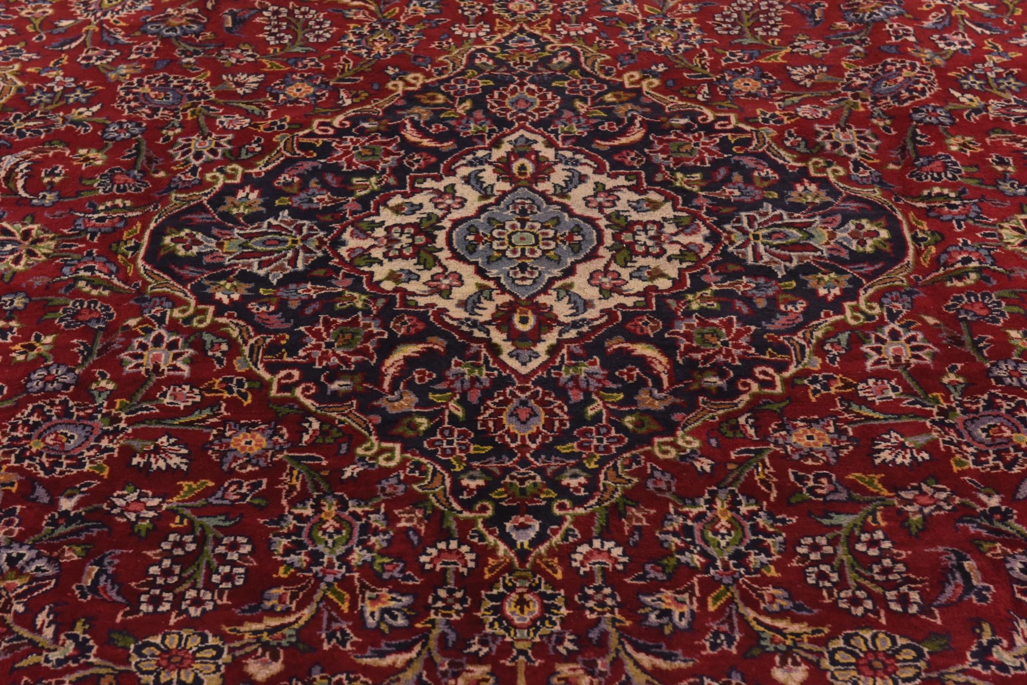 9' 9 x 13' 5 Hand Knotted Kashan Persian Wool Rug