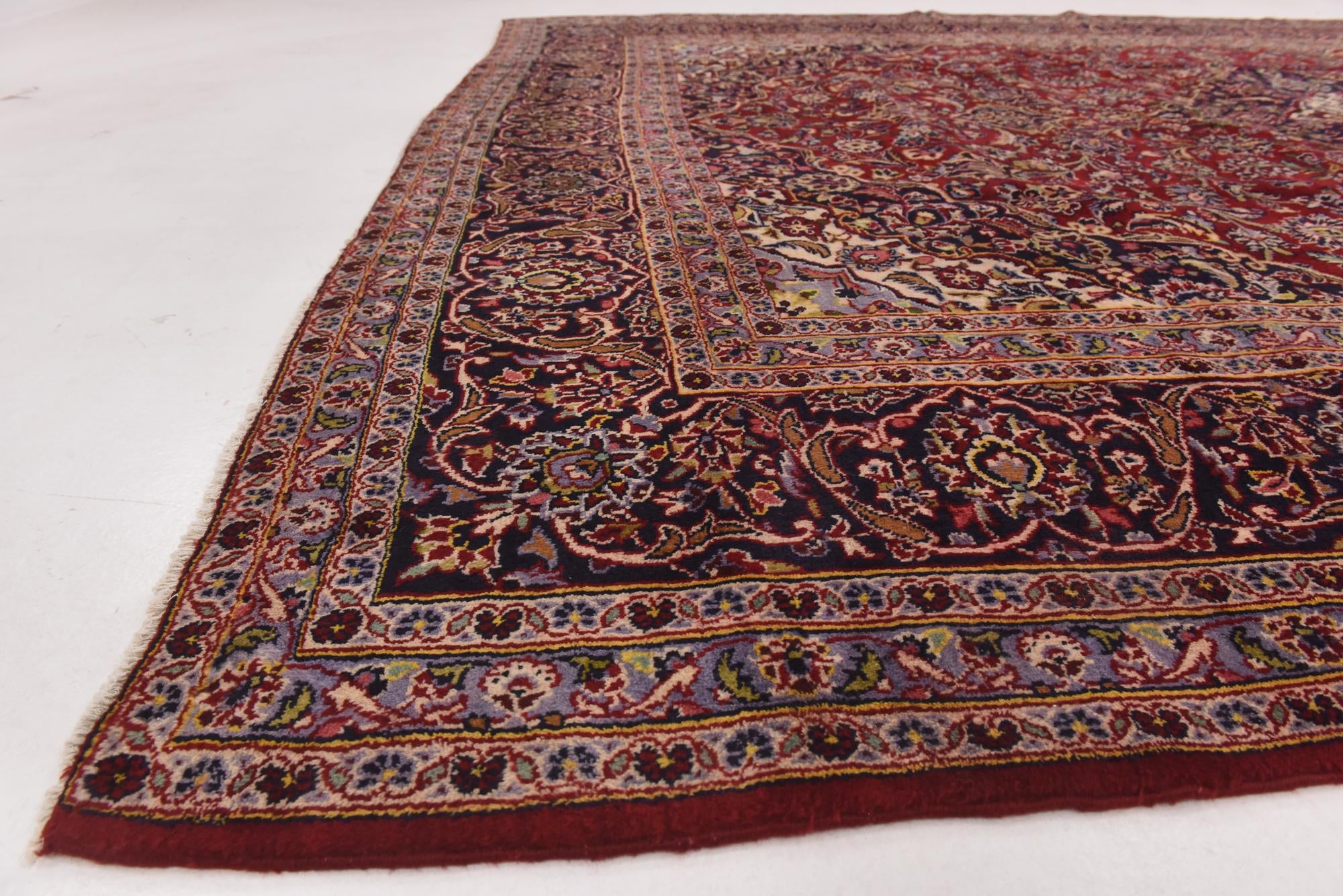 9' 9 x 13' 5 Hand Knotted Kashan Persian Wool Rug
