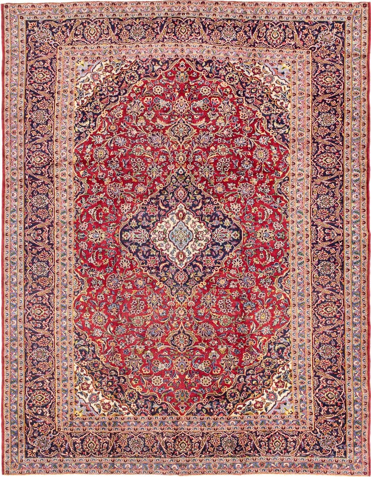 Detail image of 9' 9 x 13' 5 Hand Knotted Kashan Persian Wool Rug