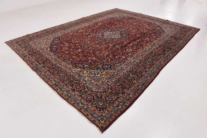 9' 8 x 12' 7 Hand Knotted Kashan Persian Wool Rug