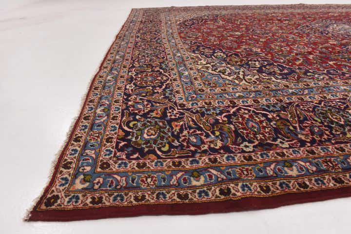 9' 8 x 12' 7 Hand Knotted Kashan Persian Wool Rug