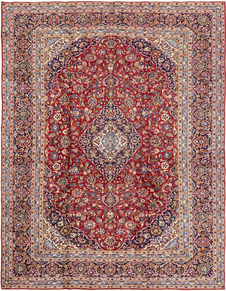 Detail image of 9' 8 x 12' 7 Hand Knotted Kashan Persian Wool Rug