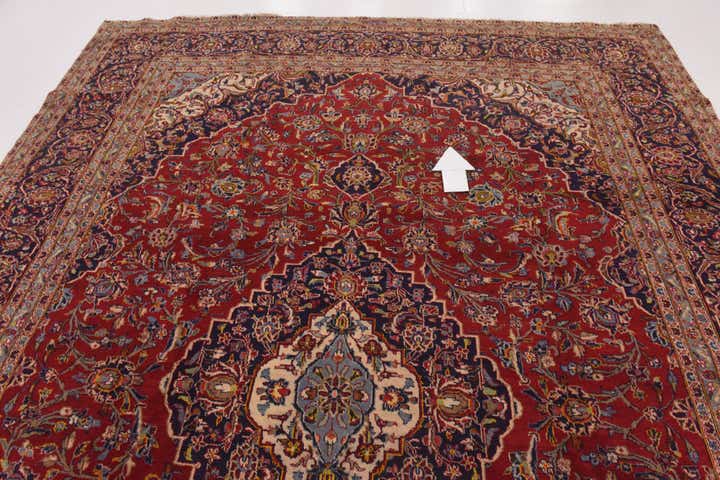 9' 8 x 13' Hand Knotted Kashan Persian Wool Rug