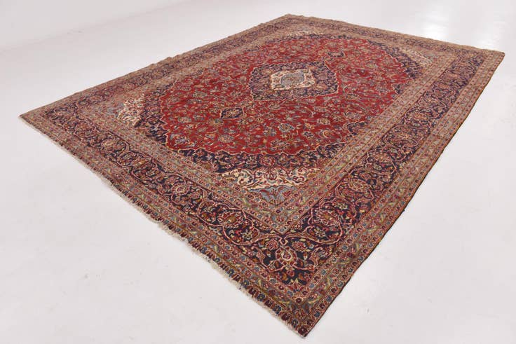 Detail image of 9' 8 x 13' Hand Knotted Kashan Persian Wool Rug