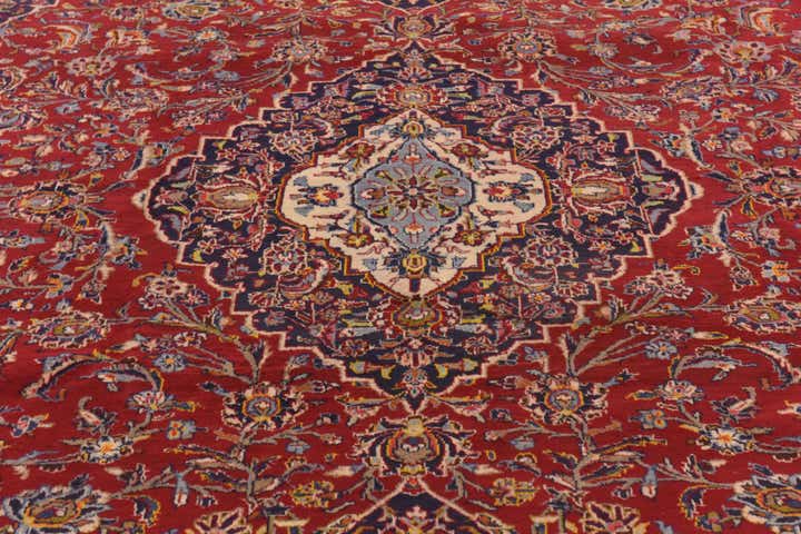 9' 8 x 13' Hand Knotted Kashan Persian Wool Rug