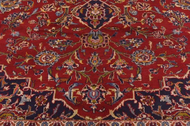 Detail image of 9' 8 x 13' Hand Knotted Kashan Persian Wool Rug