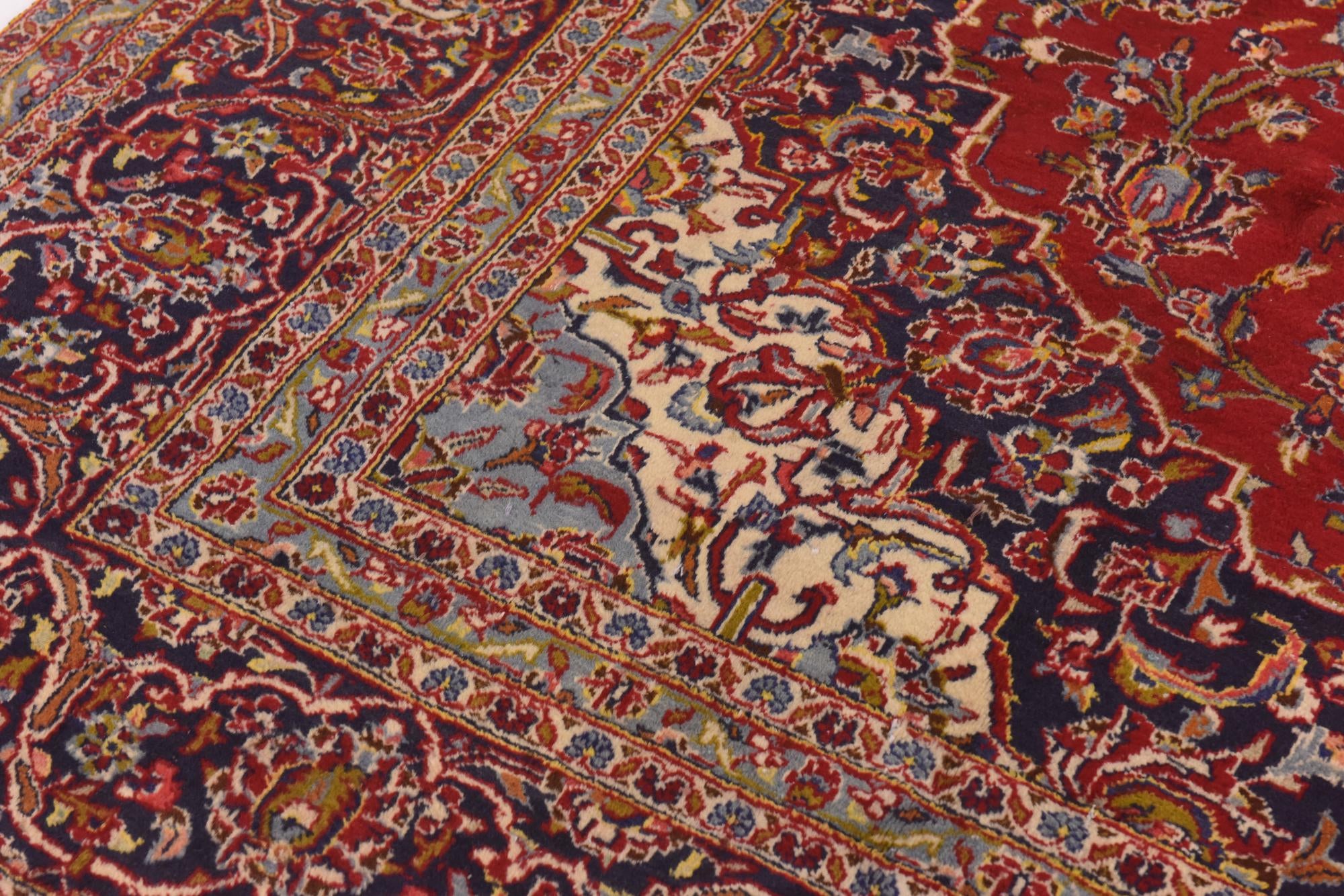 9' 8 x 13' Hand Knotted Kashan Persian Wool Rug
