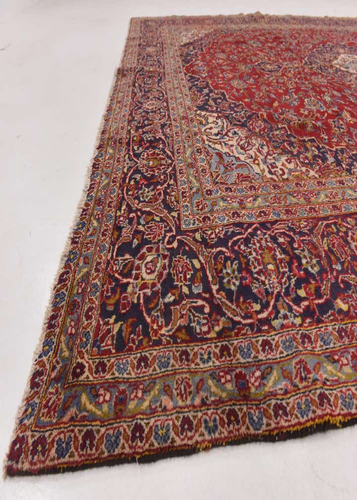 9' 8 x 13' Hand Knotted Kashan Persian Wool Rug