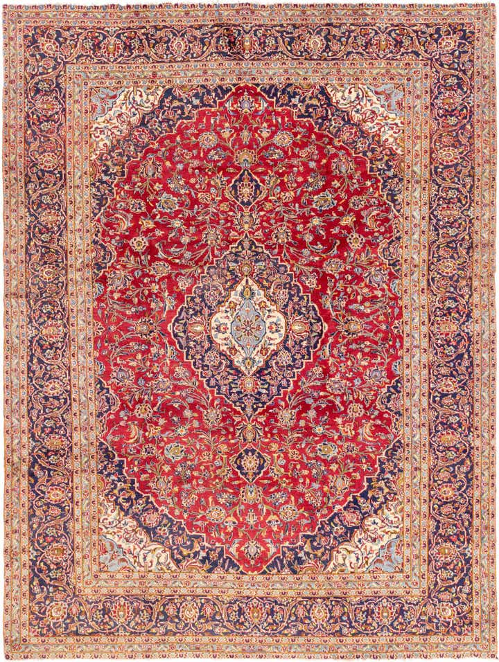 9' 8 x 13' Hand Knotted Kashan Persian Wool Rug