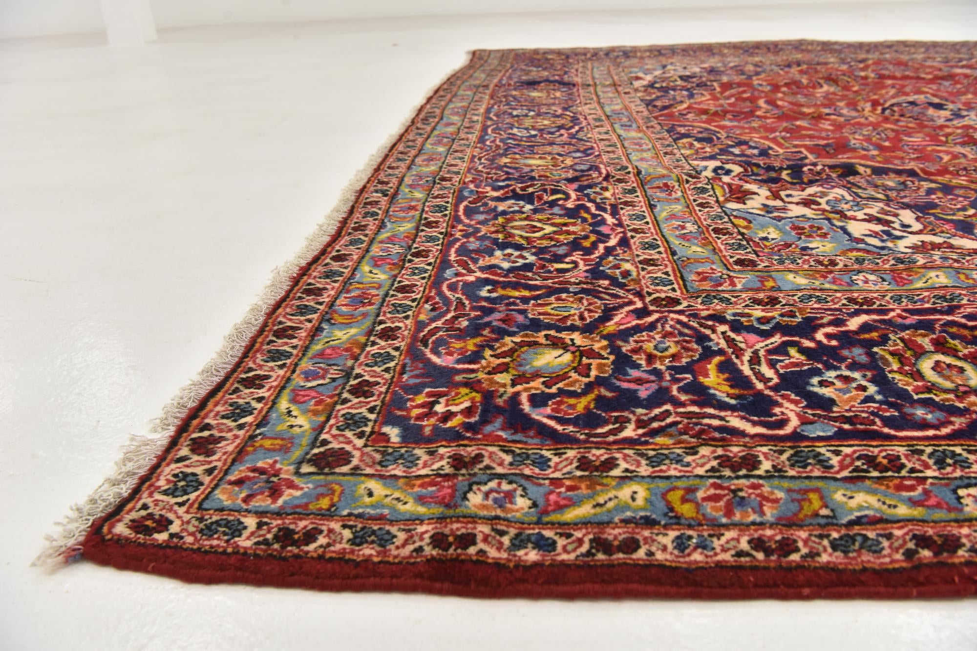 9' 7 x 13' 3 Hand Knotted Kashan Persian Wool Rug