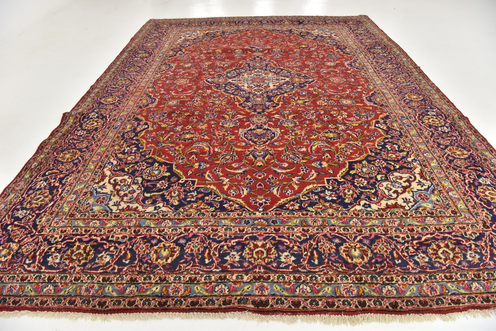 9' 7 x 13' 3 Hand Knotted Kashan Persian Wool Rug