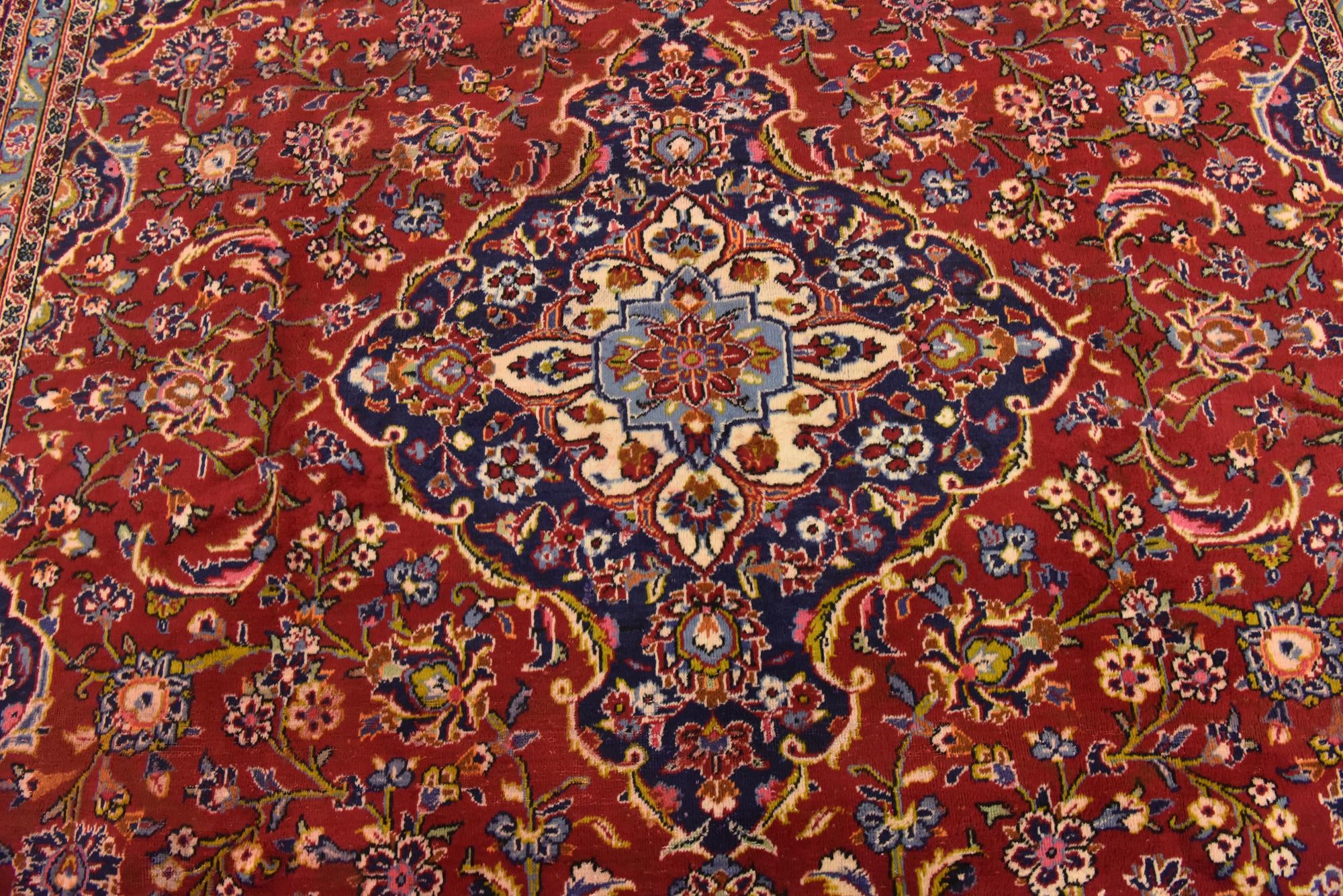 9' 7 x 13' 3 Hand Knotted Kashan Persian Wool Rug