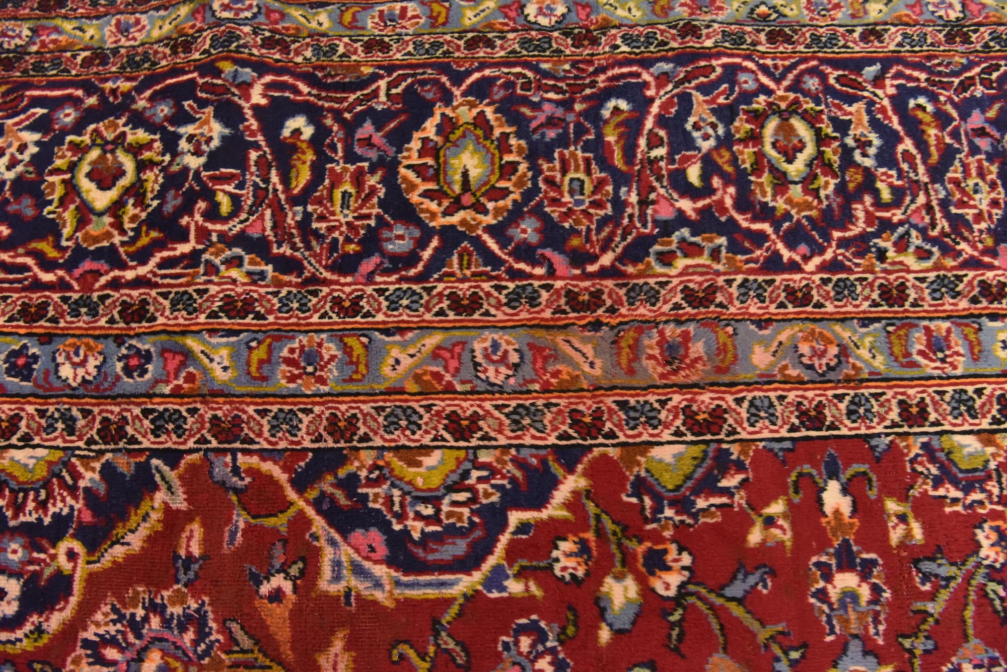 9' 7 x 13' 3 Hand Knotted Kashan Persian Wool Rug