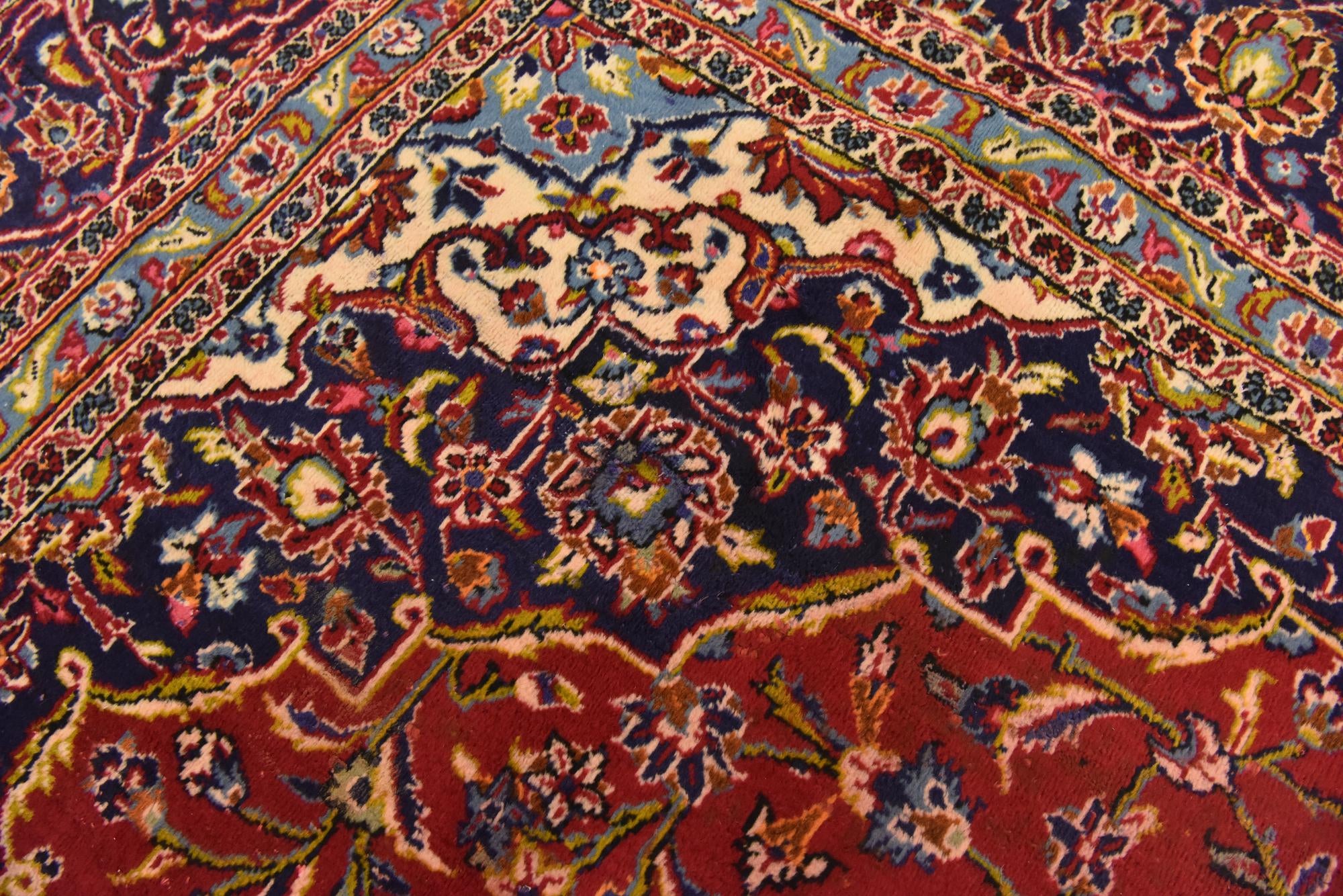 9' 7 x 13' 3 Hand Knotted Kashan Persian Wool Rug