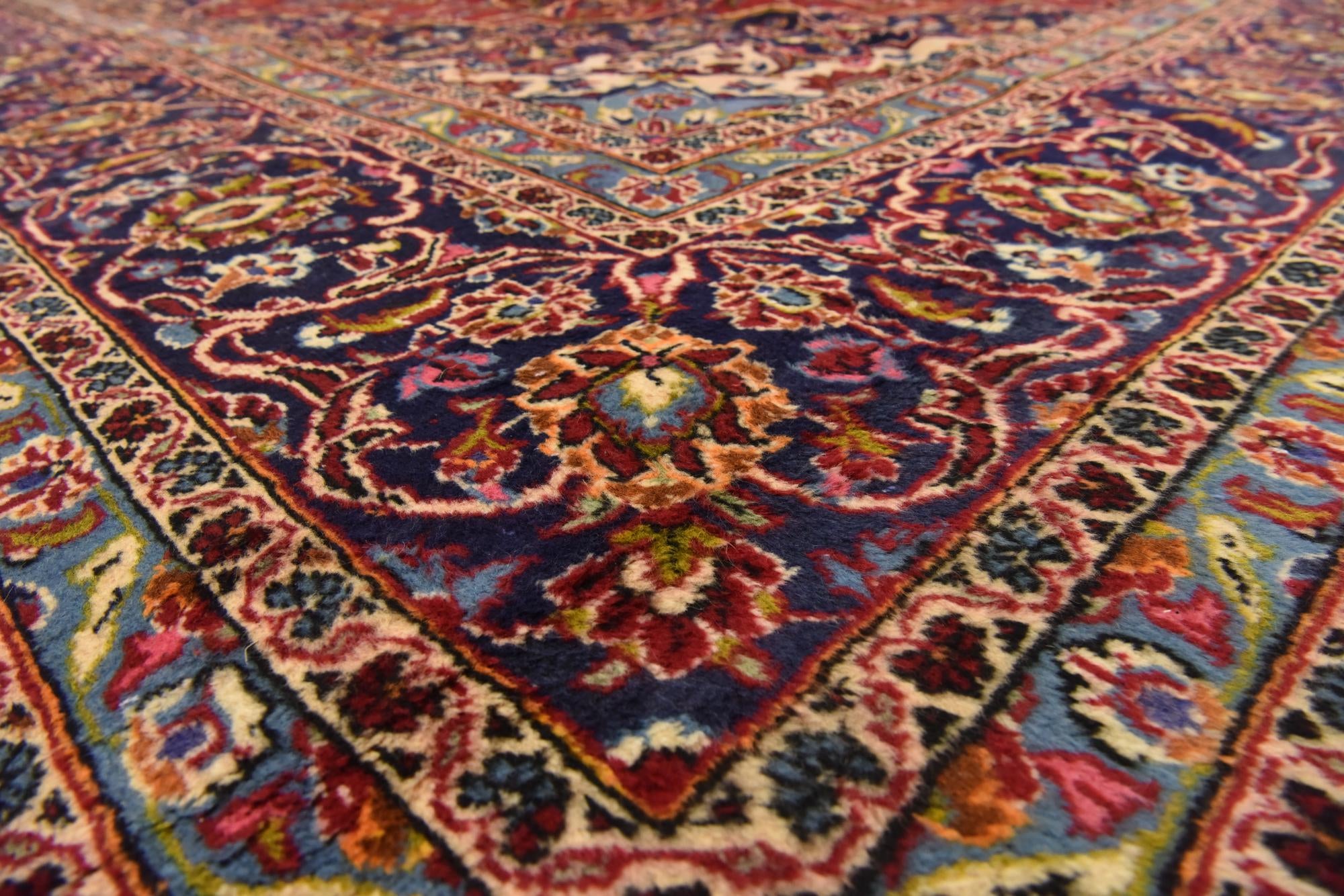 9' 7 x 13' 3 Hand Knotted Kashan Persian Wool Rug