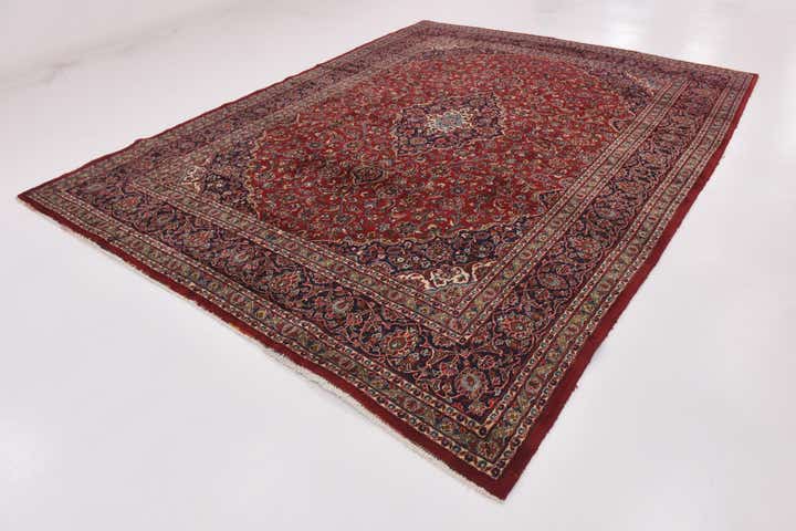 9' 5 x 12' 8 Hand Knotted Kashan Persian Wool Rug