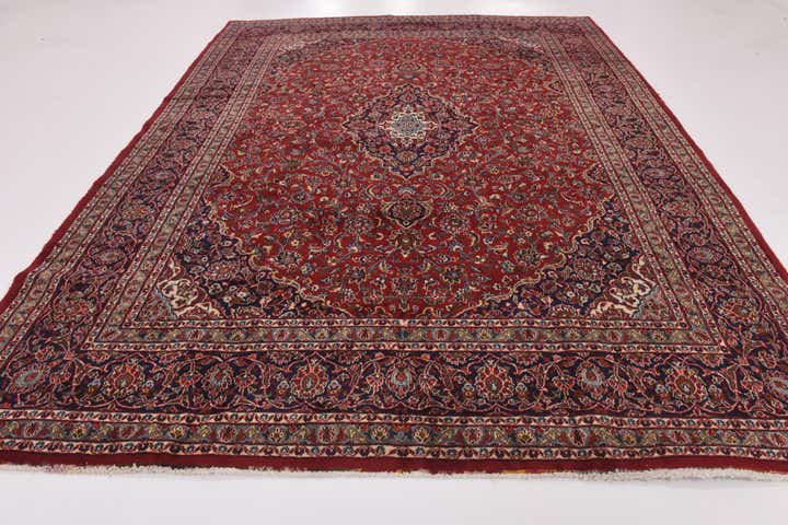 9' 5 x 12' 8 Hand Knotted Kashan Persian Wool Rug