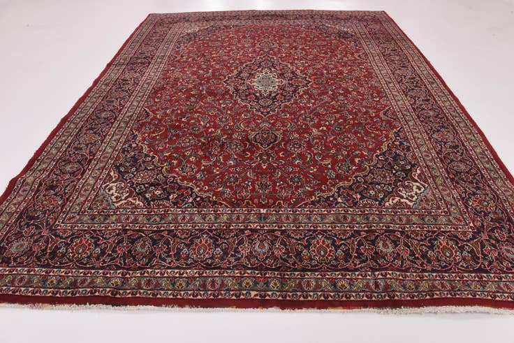 Detail image of 9' 5 x 12' 8 Hand Knotted Kashan Persian Wool Rug