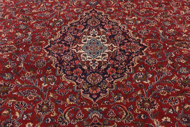 Detail image of 9' 5 x 12' 8 Hand Knotted Kashan Persian Wool Rug