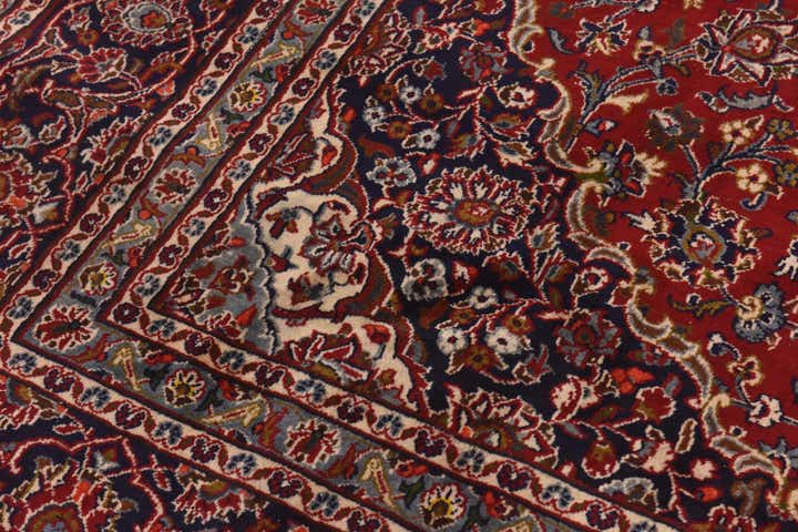 9' 5 x 12' 8 Hand Knotted Kashan Persian Wool Rug