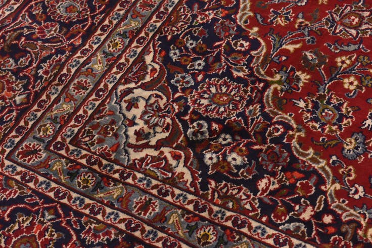 Detail image of 9' 5 x 12' 8 Hand Knotted Kashan Persian Wool Rug
