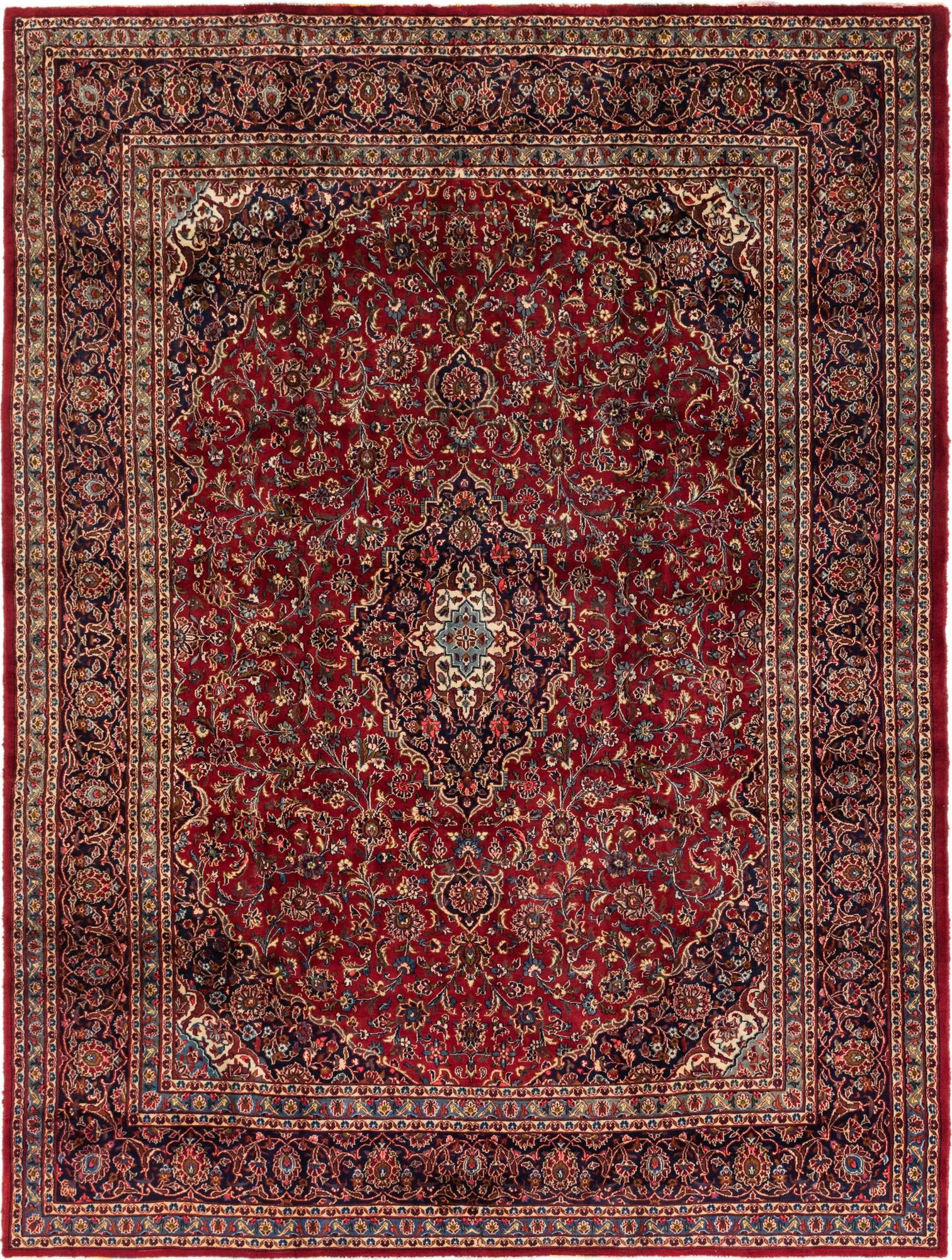 9' 5 x 12' 8 Hand Knotted Kashan Persian Wool Rug