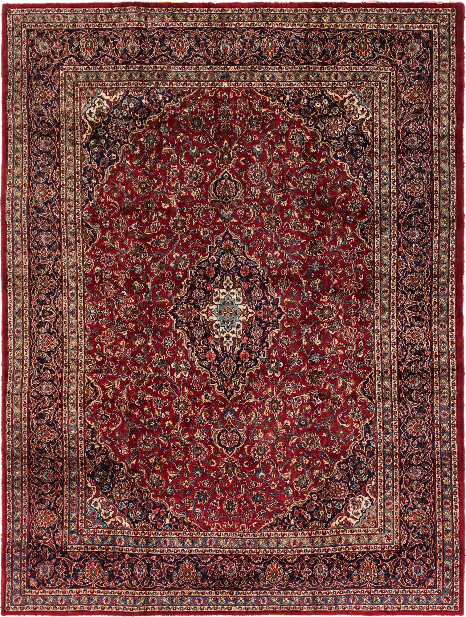 9' 5 x 12' 8 Hand Knotted Kashan Persian Wool Rug