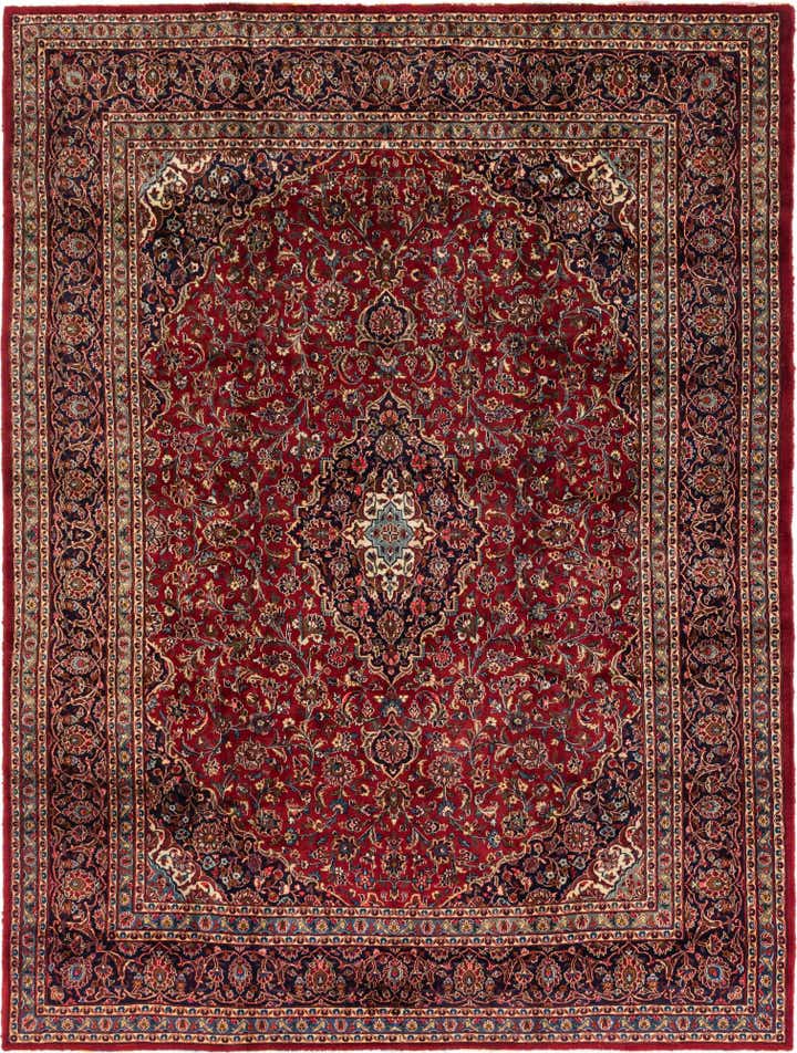 9' 5 x 12' 8 Hand Knotted Kashan Persian Wool Rug