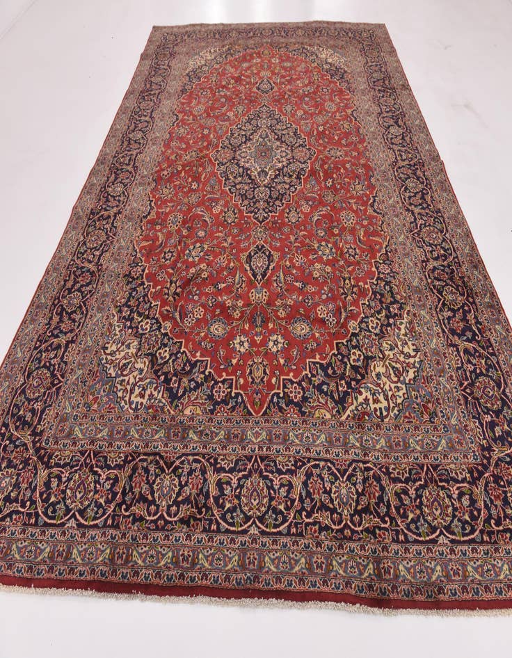 Detail image of 9' 9 x 13' 4 Hand Knotted Kashan Persian Wool Rug