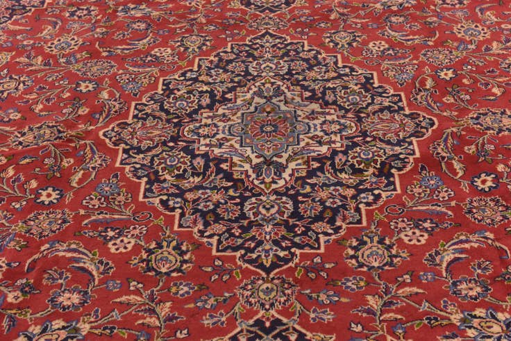 Detail image of 9' 9 x 13' 4 Hand Knotted Kashan Persian Wool Rug