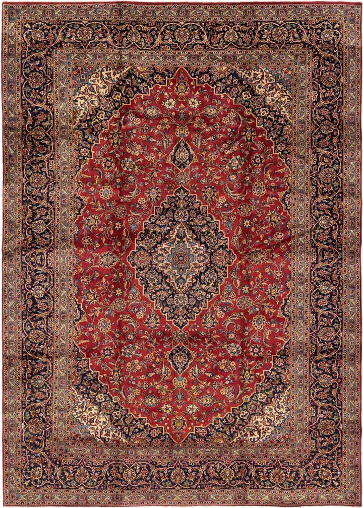 9' 9 x 13' 4 Hand Knotted Kashan Persian Wool Rug