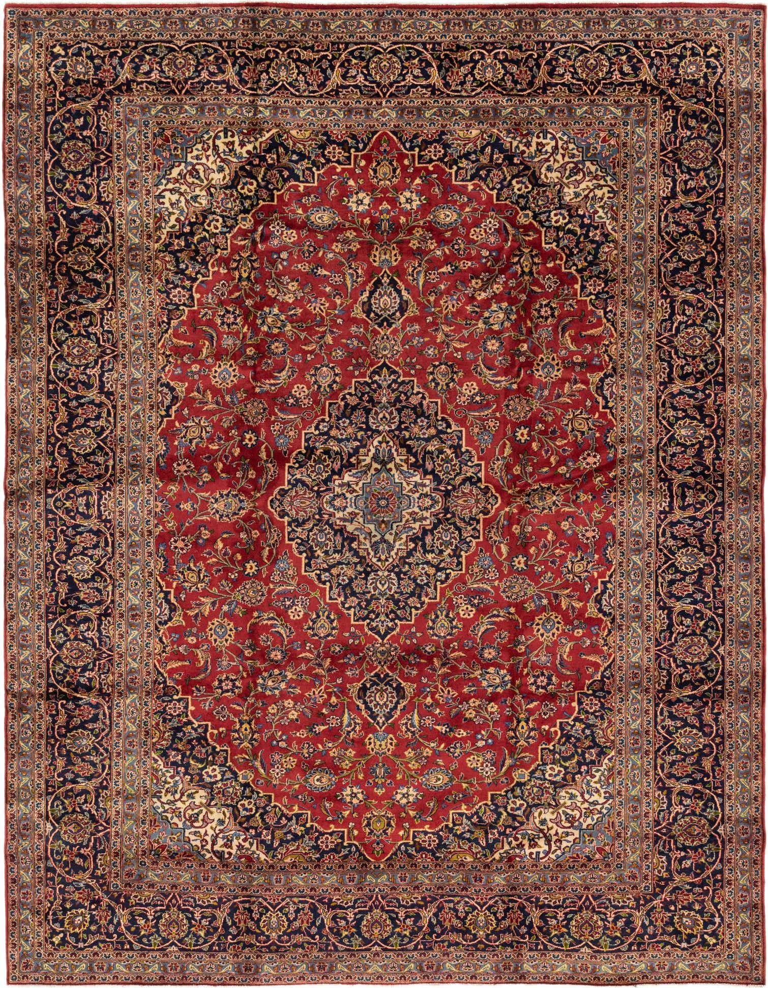 9' 9 x 13' 4 Hand Knotted Kashan Persian Wool Rug