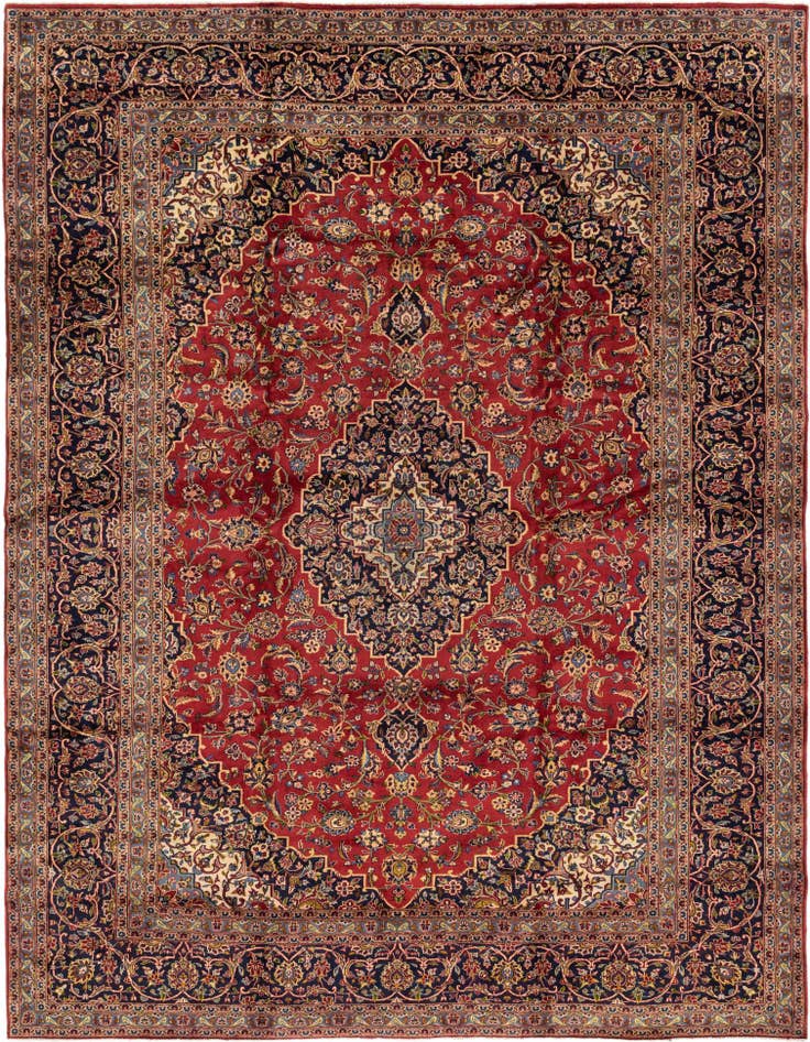 Detail image of 9' 9 x 13' 4 Hand Knotted Kashan Persian Wool Rug