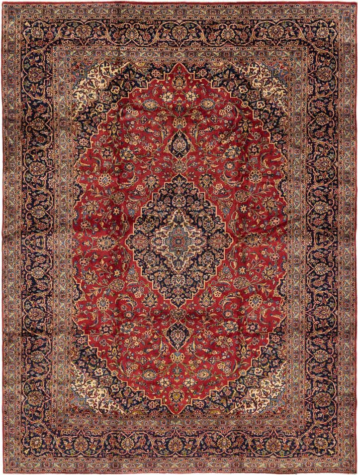 9' 9 x 13' 4 Hand Knotted Kashan Persian Wool Rug