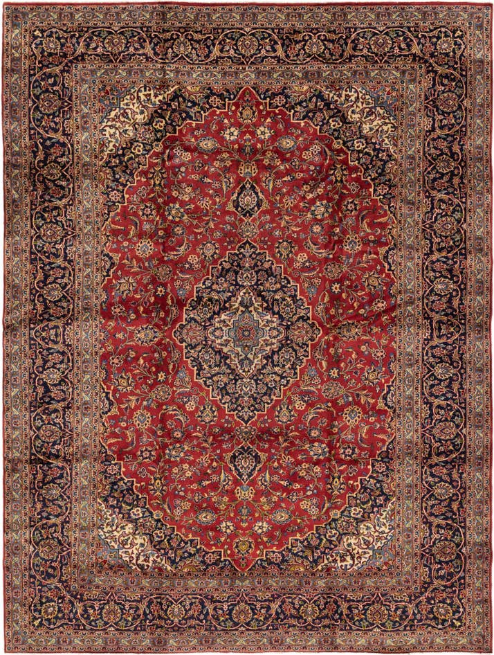 Detail image of 9' 9 x 13' 4 Hand Knotted Kashan Persian Wool Rug
