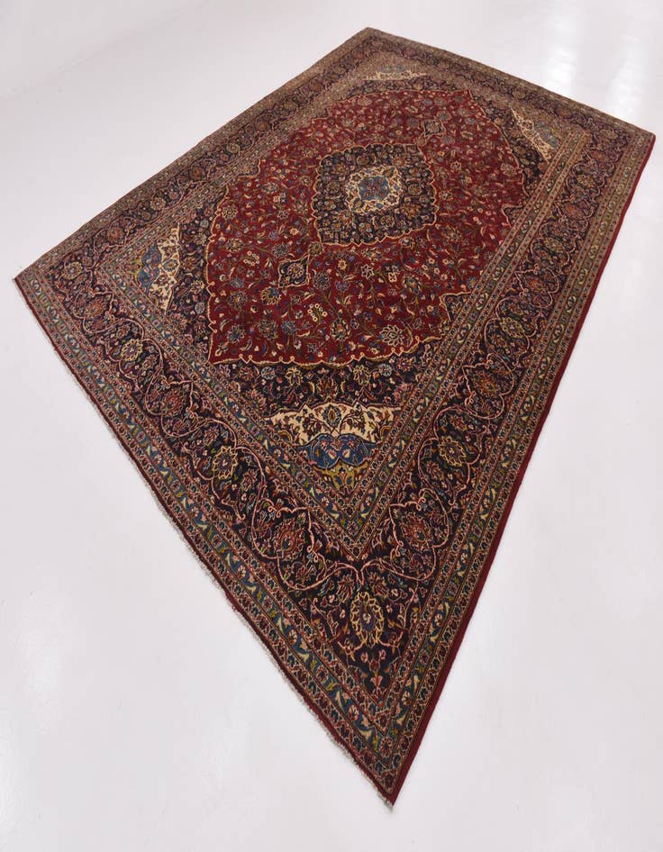 Detail image of 10' x 13' 2 Hand Knotted Kashan Persian Wool Rug