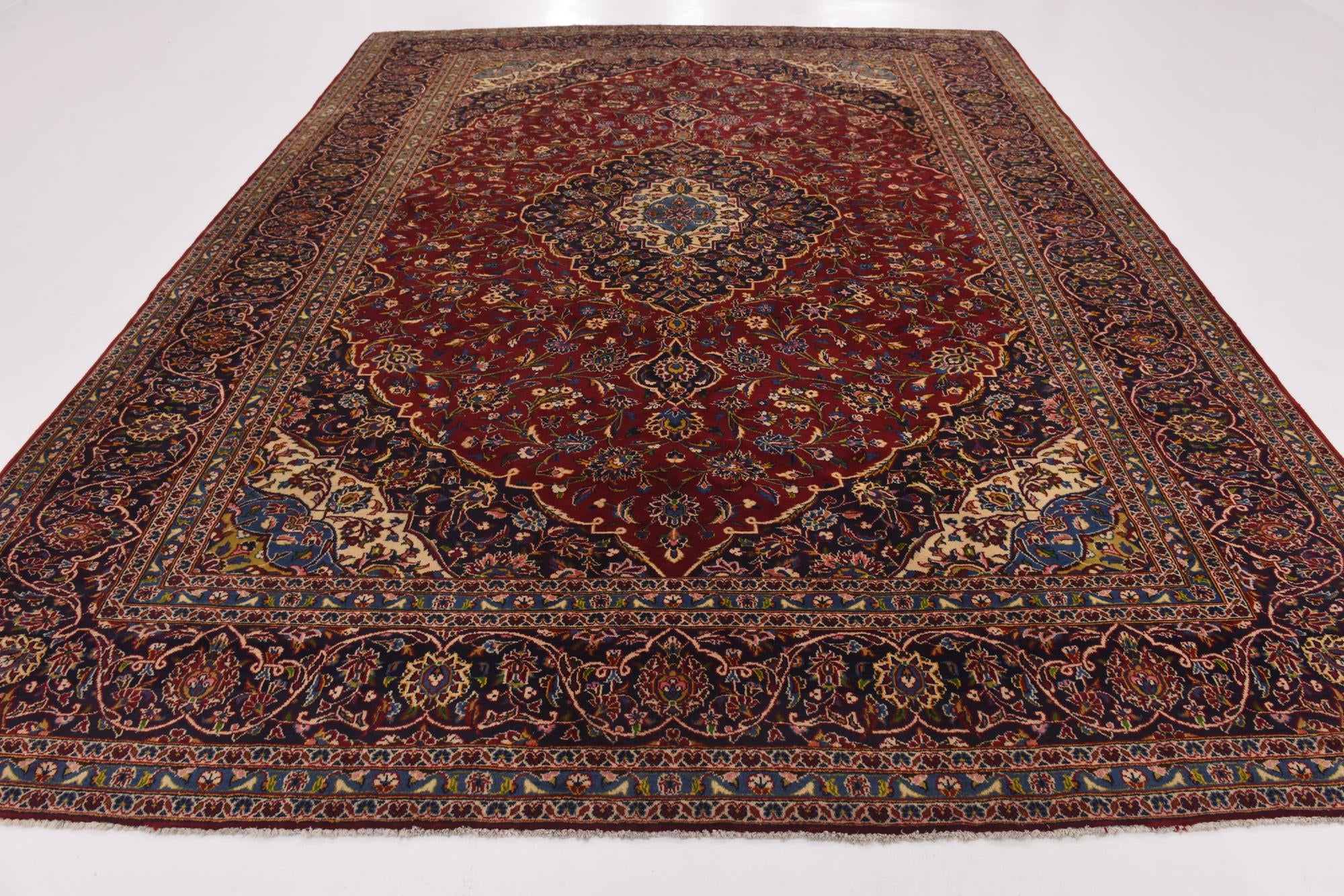 10' x 13' 2 Hand Knotted Kashan Persian Wool Rug