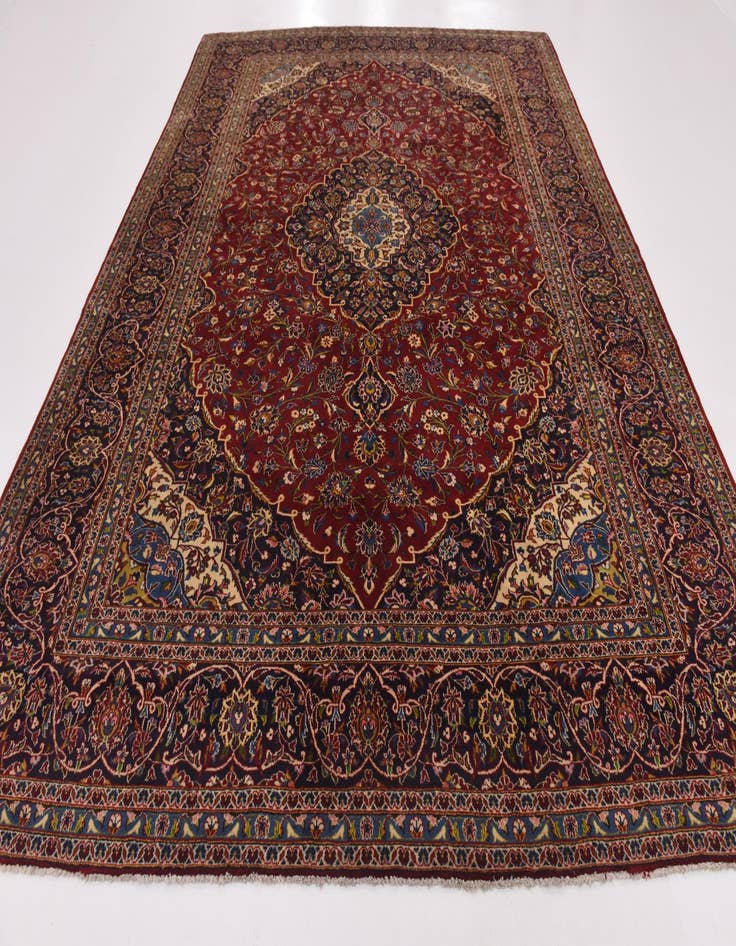 Detail image of 10' x 13' 2 Hand Knotted Kashan Persian Wool Rug