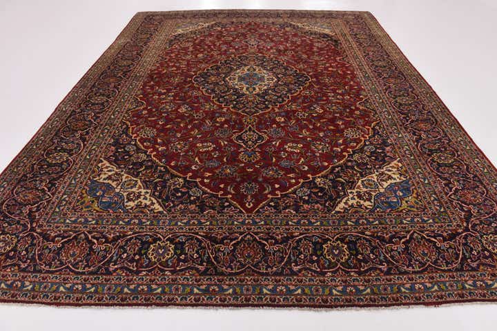 10' x 13' 2 Hand Knotted Kashan Persian Wool Rug