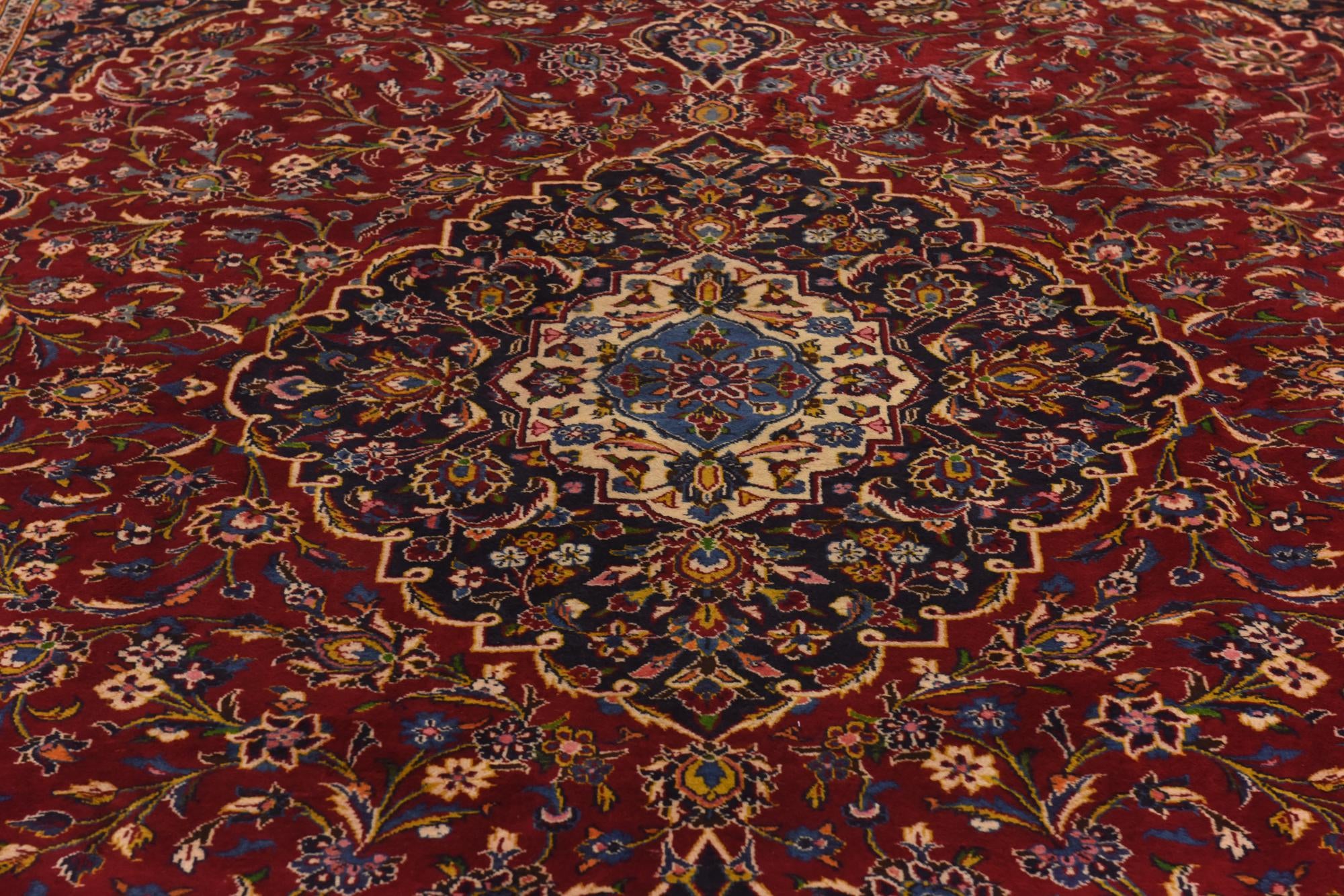 10' x 13' 2 Hand Knotted Kashan Persian Wool Rug