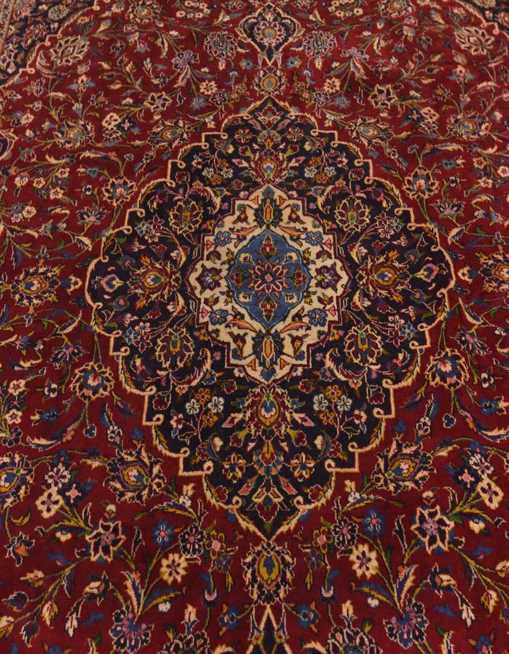 Detail image of 10' x 13' 2 Hand Knotted Kashan Persian Wool Rug