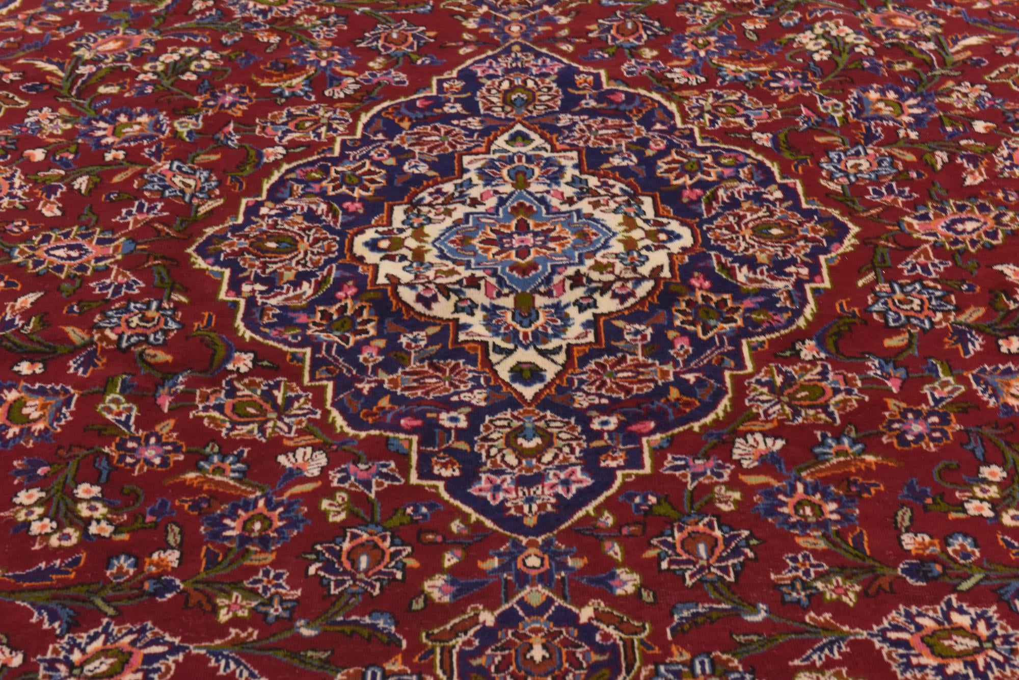 9' 9 x 13' 5 Hand Knotted Kashan Persian Wool Rug