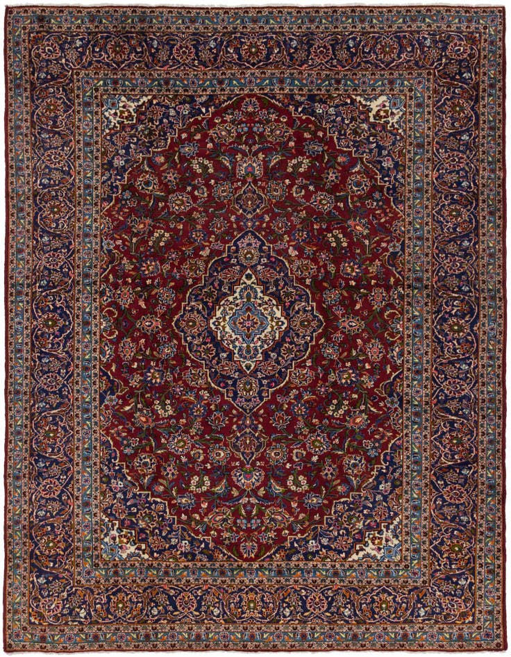 Detail image of 9' 9 x 13' 5 Hand Knotted Kashan Persian Wool Rug