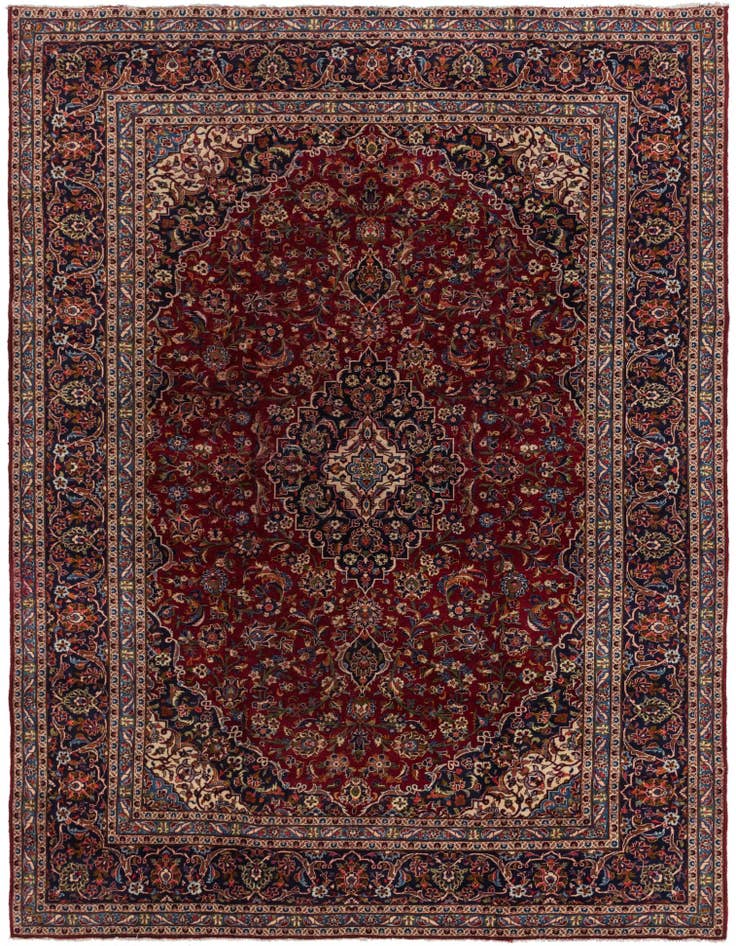 Detail image of 9' 10 x 13' Hand Knotted Kashan Persian Wool Rug