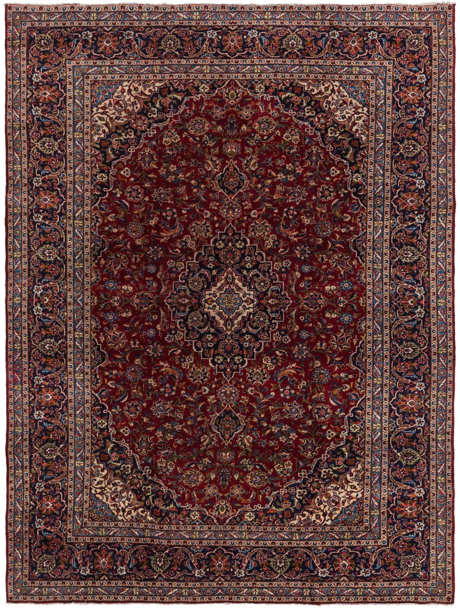 9' 10 x 13' Hand Knotted Kashan Persian Wool Rug