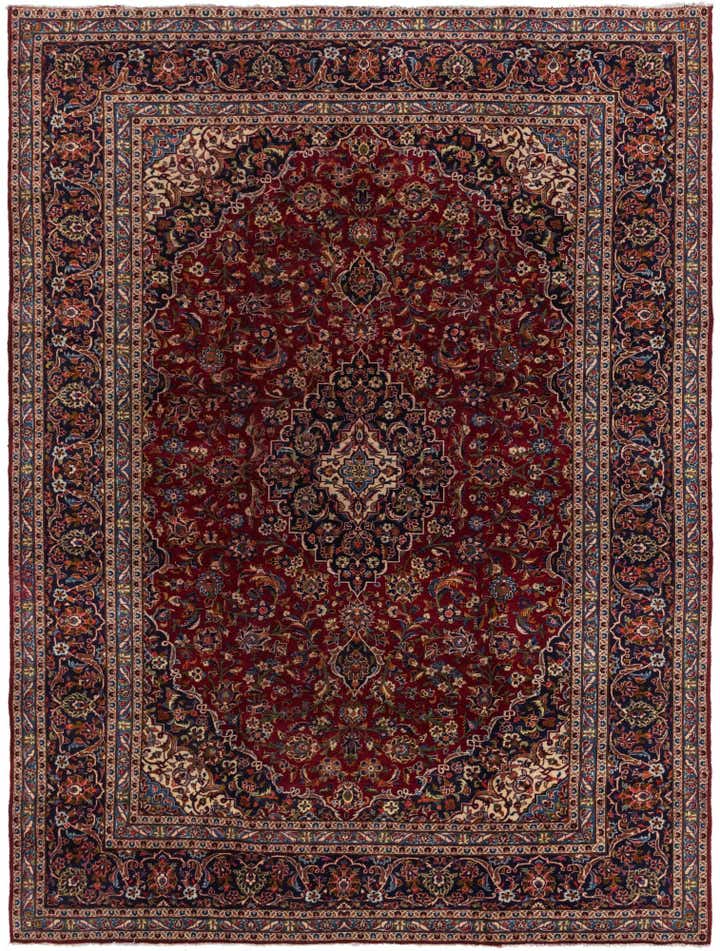 9' 10 x 13' Hand Knotted Kashan Persian Wool Rug