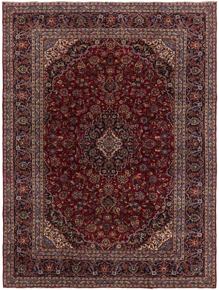 Detail image of 9' 10 x 13' Hand Knotted Kashan Persian Wool Rug